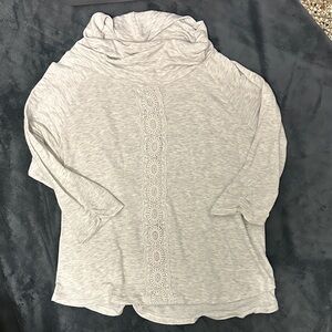 CJ banks Cowl Neck Top with Lace Detail